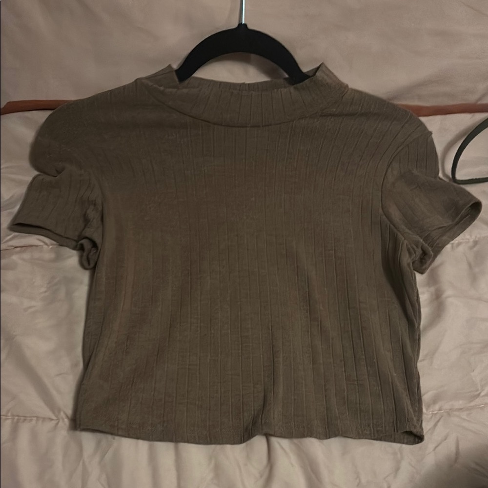 Classic Brown Ribbed Women's Top